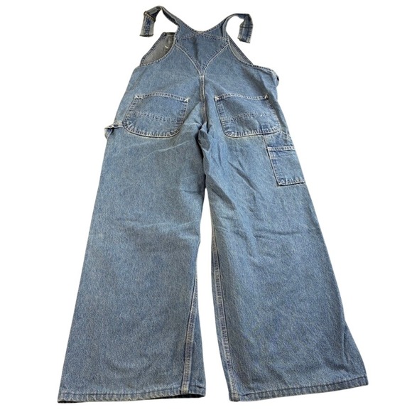 Carhartt Vintage Bibs Denim Carpenter Overalls Blue Wide Leg Men 34x26 47" Total - Picture 2 of 16